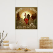 Folk Art Rooster Rise and Shine boerderij 24 x 24 Poster (Keuken)