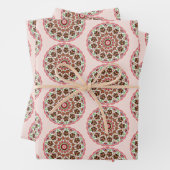 Folk art rosemaling gingerbread houses inpakpapier vel (In situ)