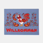 Folk art roster Welcome/Willkommen Deurmat (Voorkant)