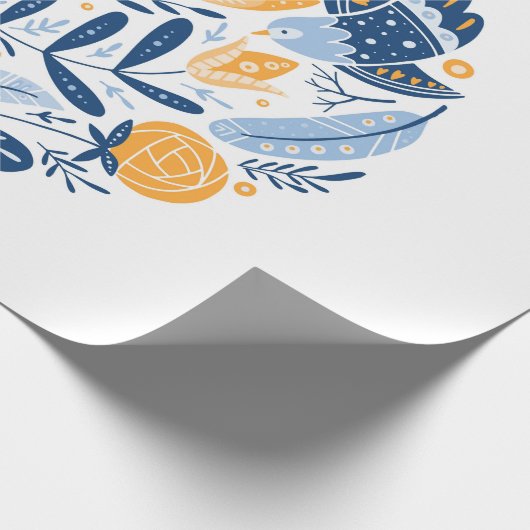 Folk art round-versiering met vogels, rozen en blo cadeaupapier (Hoek)