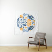 Folk art round-versiering met vogels, rozen en blo wandkleed (In Situ (horizontaal))