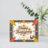 Folk Art Rustic Autumn verlaat Thanksgiving Briefkaart (Staand voorkant)