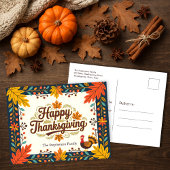 Folk Art Rustic Autumn verlaat Thanksgiving Briefkaart