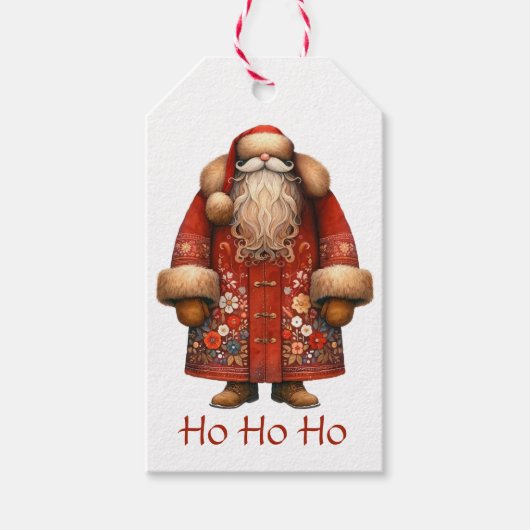 Folk Art Santa Claus Cadeaulabel (Voorkant)