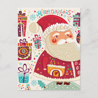 Folk Art Santa Claus Feestdagenkaart