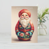 Folk Art Santa Claus Feestdagenkaart (Staand voorkant)