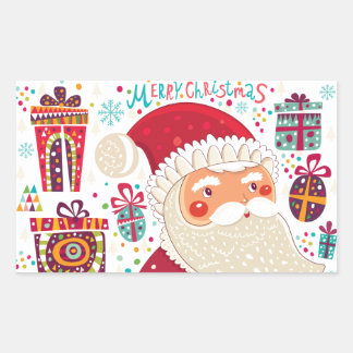 Folk Art Santa Claus Rechthoekige Sticker