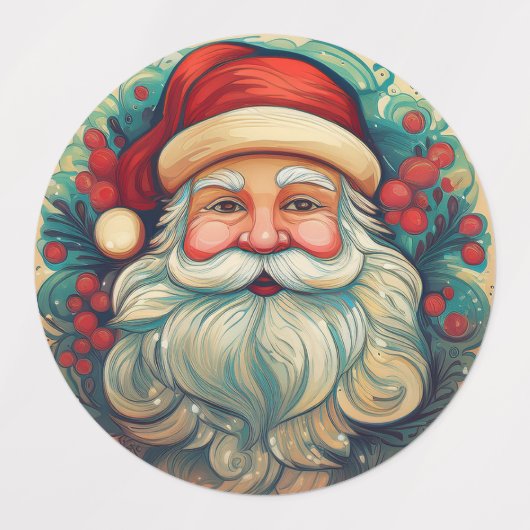 Folk Art Santa Claus Style Labels (Design 1)