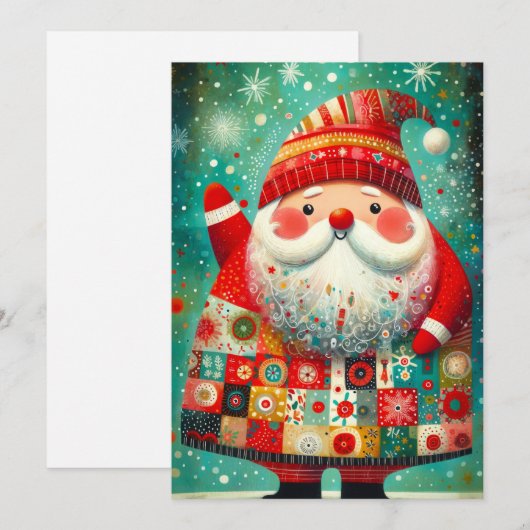 Folk Art Santa Feestdagenkaart (Voorkant / Achterkant)