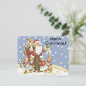 Folk Art Santa Kinder kerstsnowflakes Feestdagenkaart (Staand voorkant)