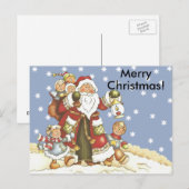 Folk Art Santa Kinder kerstsnowflakes Feestdagenkaart (Voorkant / Achterkant)