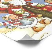 Folk Art Santa Kinder kerstsnowflakes Poster (Hoek)