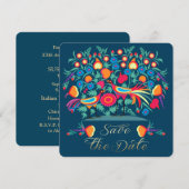 Folk Art Save the Date Wedding Jubileum Kaart (Voorkant / Achterkant)