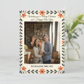 Folk Art Scandinavian Christmas Photo Holiday Kaart (Staand voorkant)