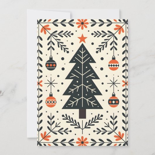 Folk Art Scandinavian Christmas Photo Holiday Kaart (Achterkant)