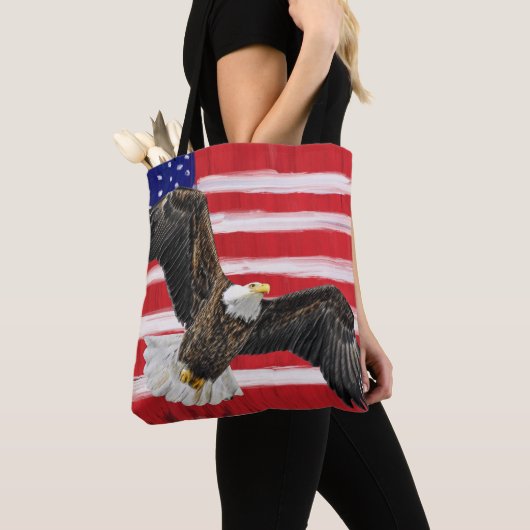 Folk Art schilderde vlag met adelaar Tote Bag (Dichtbij)