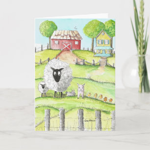 Folk Art, Schuur Yard Animals, Schattigee Folk Art Kaart