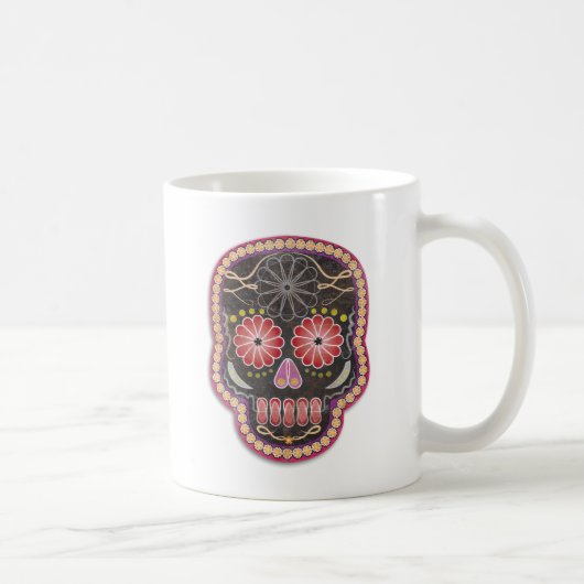 Folk Art Skull - dag van de dood Koffiemok (Rechts)