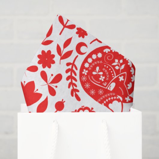 Folk Art Sleeping Fox Gift Tissuepapier (Cadeauzakje)