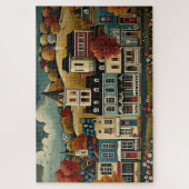 Folk Art Small Town Street in Autumn Legpuzzel (Verticaal)