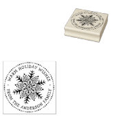 Folk art snowflake warm winter wishes greeting rubberstempel (Gestempeld)