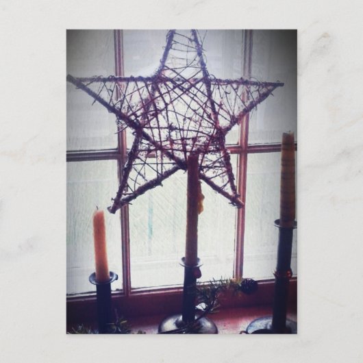 Folk Art Star en nog steeds levende kaarsen Briefkaart (Voorkant)