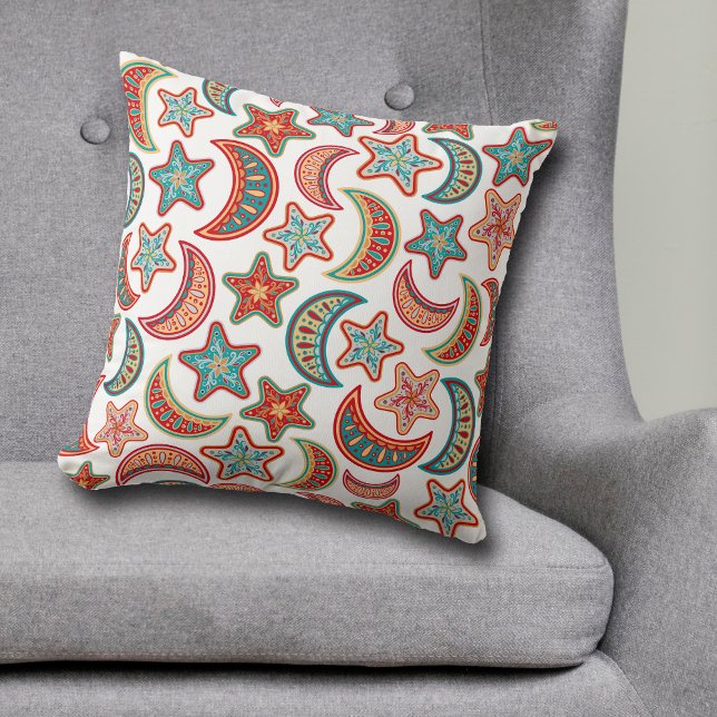 Folk Art Stars en Moon Pattern Kussen (Creator heeft geüpload)