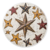 Folk Art Stars Keramische Knop (Voorkant)