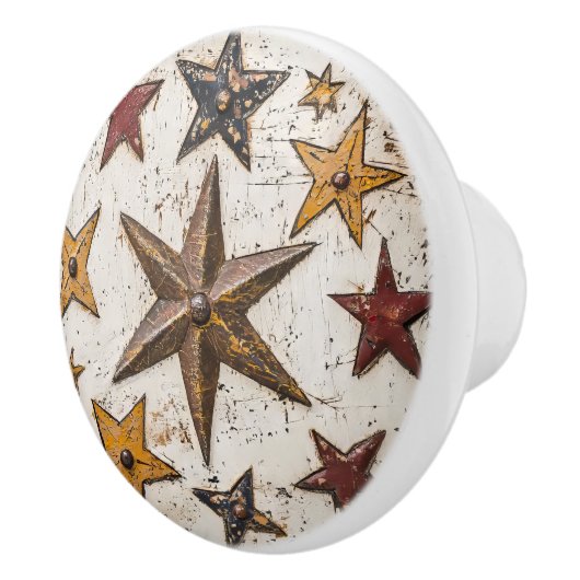 Folk Art Stars Keramische Knop (Rechts)