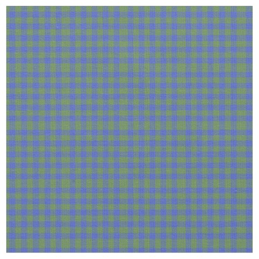 Folk Art Stijl Blauw Groen Check Gingham Stof (Close Up)