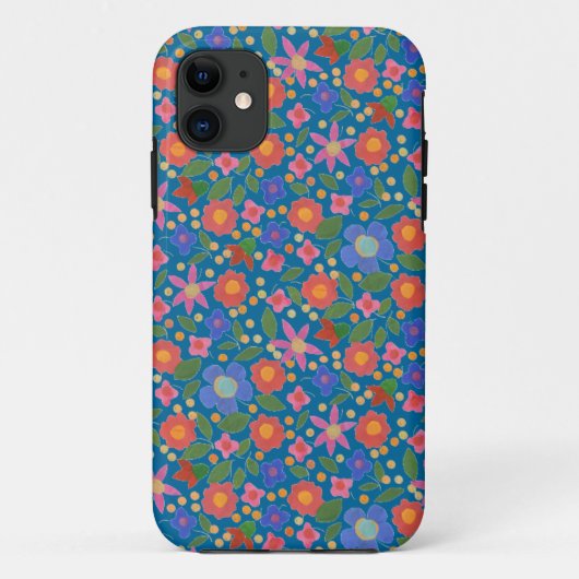 Folk Art Stijl Bloemen, Blauw iPhone 5 Xtreme Hoes (Achterkant)