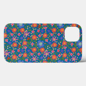 Folk Art Stijl Bloemen op blauwe iPad Mini Case (Achterkant (horizontaal))