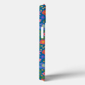 Folk Art Stijl Bloemen op blauwe iPad Mini Case (Achterkant / Rechts)
