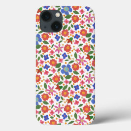 Folk Art Stijl Bloemen op Witte iPad Mini Case
