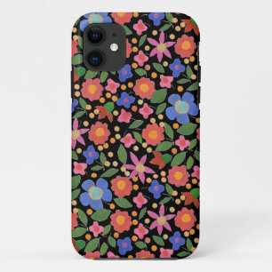 Folk Art Stijl Bloemen, Zwart iPhone 5 Xtreme Hoes