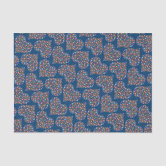 Folk Art Stijl Bloemharten Tissue Paper Tissuepapier (Voorkant)