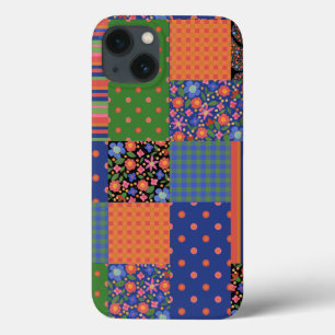 Folk Art Stijl Faux Patchwork iPad Case-Mate Hoesj iPhone 13 Hoesje