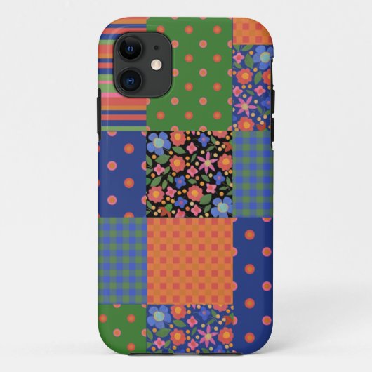 Folk Art Stijl Faux Patchwork iPhone 5 Xtreme Hoes (Achterkant)