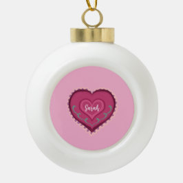 Folk Art stijl roze hart versierd Ornament