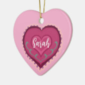 Folk Art stijl roze hart versierd Ornament (Links)