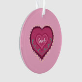 Folk Art stijl roze hart versierd Ornament (voorkant)