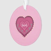Folk Art stijl roze hart versierd Ornament (voorkant)