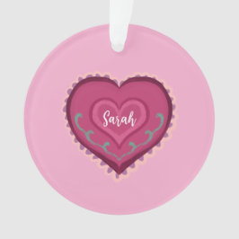 Folk Art stijl roze hart versierd Ornament