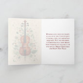 Folk Art Stijl Scandi Kerstmis Groen Cello Feestdagen Kaart (Binnen)