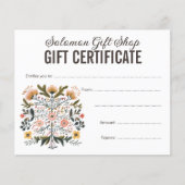 Folk Art Store Shop Gift Voucher Certificate (Voorkant)