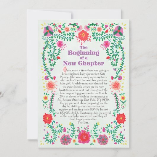 Folk Art Storybook Baby shower Invitation Kaart (Voorkant)