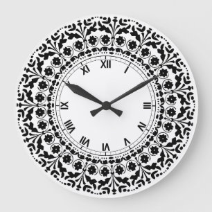Folk Art Style Black en White Country Kitchen Grote Klok