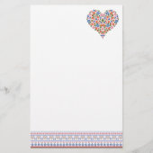 Folk Art Style Border en Heart Stationery Briefpapier (Voorkant)