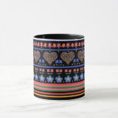 Folk Art Style Border op Black Ringer Coffee Mok (Midden)