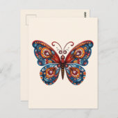 Folk Art Style Butterfly Briefkaart (Voorkant / Achterkant)